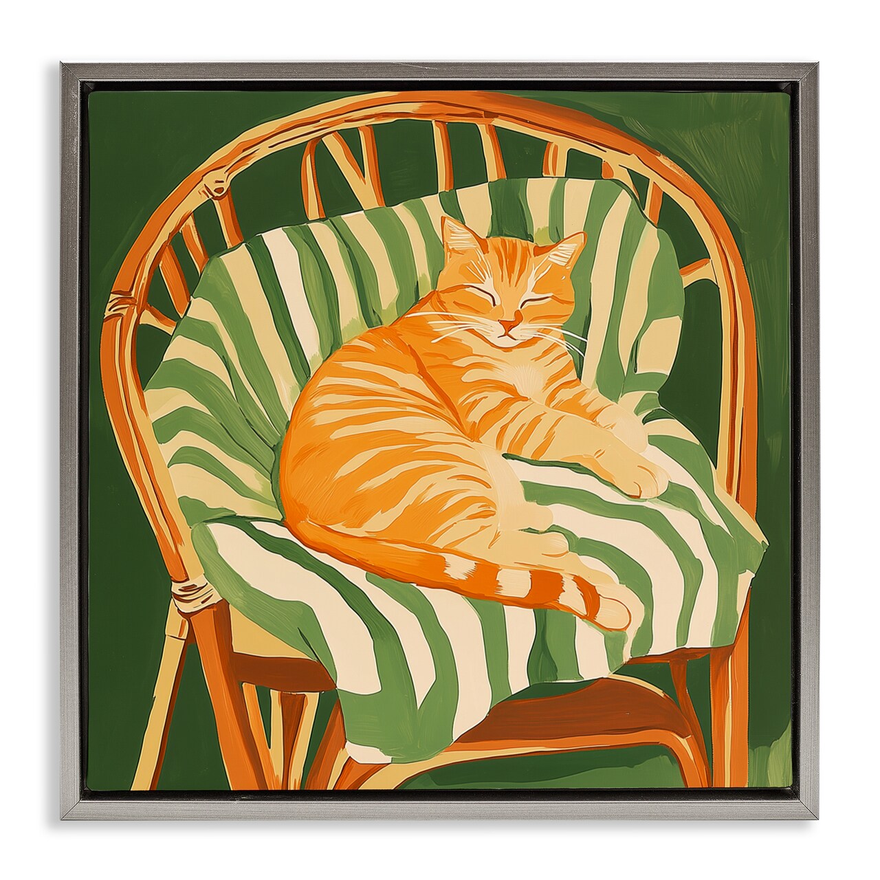 Stupell Industries Cat In Rattan Chair Floating Frame, design by Walker Noble